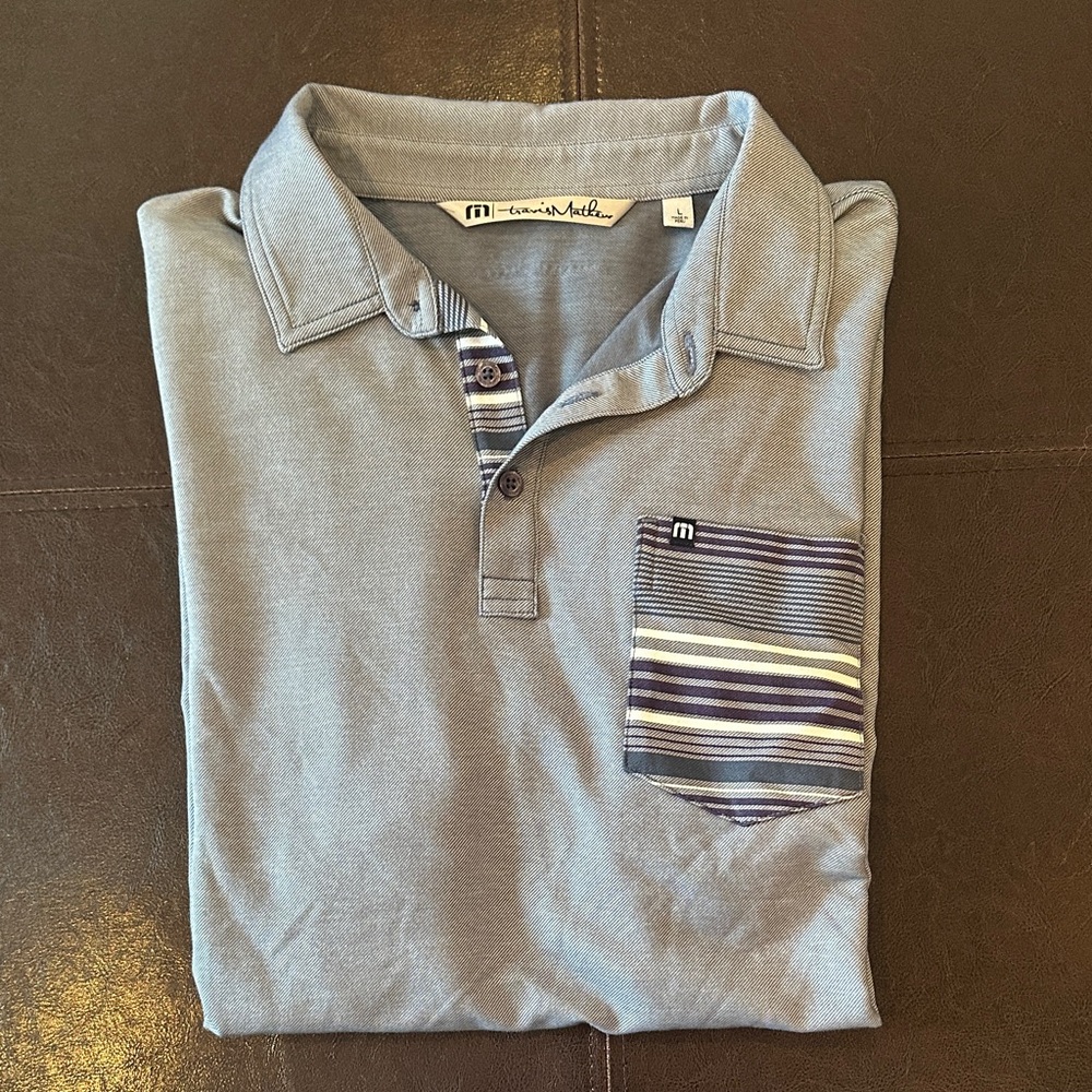 Travis Mathew Gray Polo Shirt Casual Style size Large